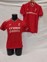 2 x Liverpool FC football jerseys, 1985-86 and 1986-87 with Crown Paints logo, both Medium. Of the