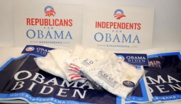 A collection of items relating to Barack Obama US Presidential campaign of 2008. Includes Convention