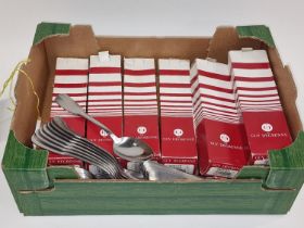 Vintage French cutlery NOS 5 doz + each "Vieux Paris" Inox table serving spoons & forks.