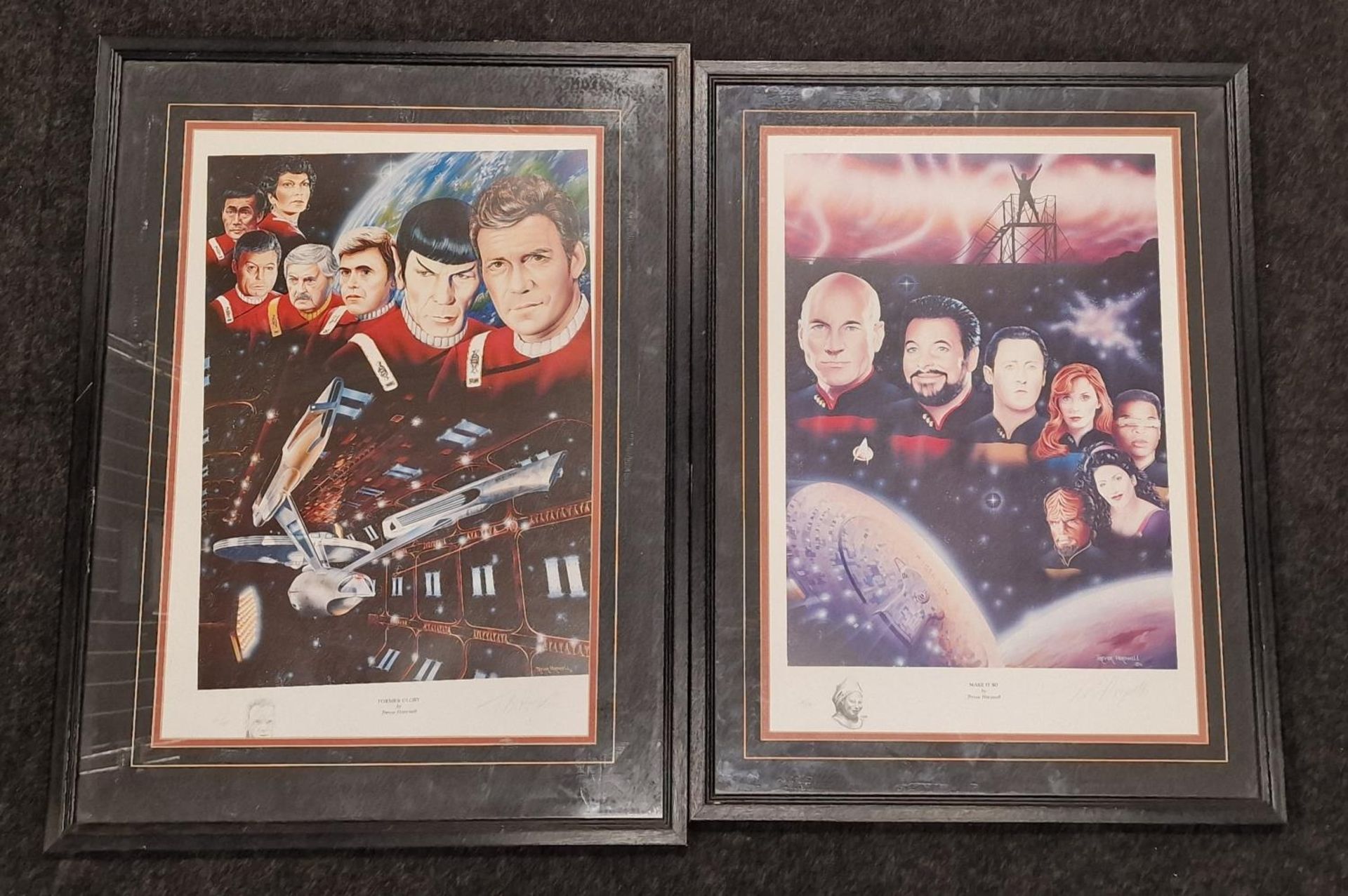Two framed and glazed Trevor Horsewell Star Trek prints "Former Glory" and "Make It So".