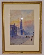 Victorian watercolour of the Tron Church, Edinburgh by listed Scottish artist John Blair 39x30cm.