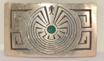 Navajo sterling silver Jim Tom Lane belt buckle 3.5" x 2"