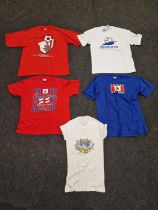 A collection of vintage T-shirts including AFC Bournemouth 1998 Wembley and 2 x 1998 World Cup.