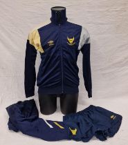 Oxford United FC 1985-86 Milk Cup winning season Tracksuit top and bottom c/w kit shorts.