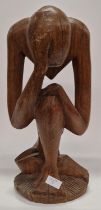 Wooden carved entwined sculpture 49cm tall.