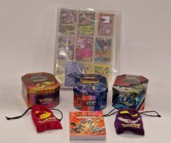 A large collection of Pokemon cards to include many holos together with two bags of marbles.