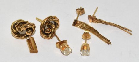 Mixed gold earrings, 7.4g