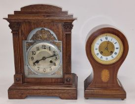 Two vintage wooden cased clocks.
