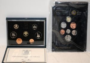 1987 United Kingdom proof coin collection c/w 2008 BU United Kingdom Royal Shield of Arms set, still