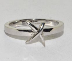 A Rachel Galley Molto kiss 925 silver ring Size O, unworn.