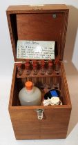 Vintage BDH Barium Sulphate soil testing kit housed in a wooden carry box