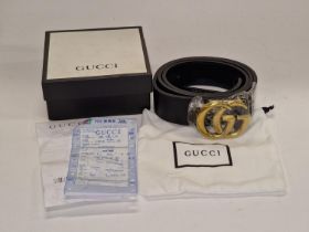 Gucci genuine leather belt with box and receipt. Vendor advises this is brand new and never worn.
