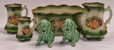 Set of Mayfayre Staffordshire pottery together with a pair of Sylvac dog ornaments (6).