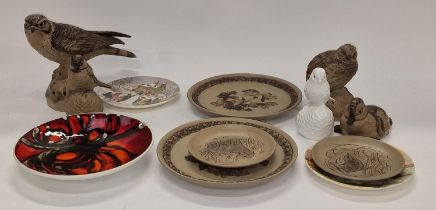 Quantity of Poole Pottery to include stoneware merlin and other animals and plates (12).