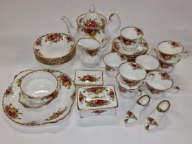 A collection of Royal Albert Old Country roses to include teapots, cups, saucers, milk jug, sugar