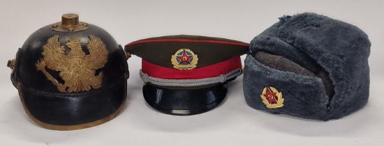 Collection of three various hats.