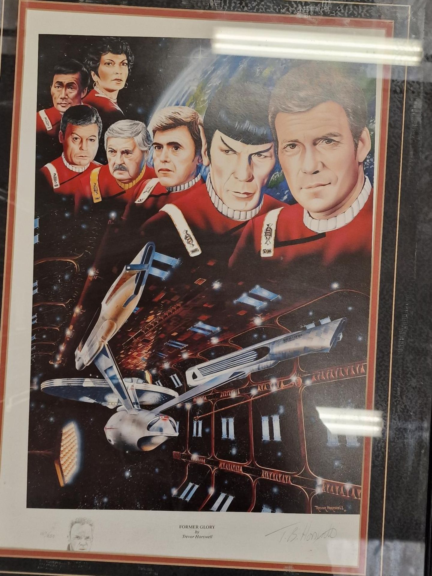 Two framed and glazed Trevor Horsewell Star Trek prints "Former Glory" and "Make It So". - Image 3 of 3