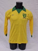 Norwich City Wembley 1975 long sleeve football jersey, 19" pit to pit. Of the period, not a later