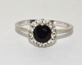 A S925 BZ silver and black stone ring