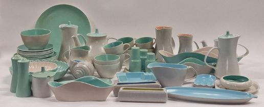 Poole Pottery huge collection of vintage Twin Tone dinner ware. Over 50+ pieces in lot.