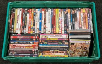 A large crate of mainly adult DVD's.