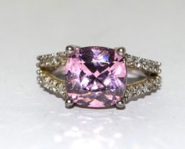A pink and white CZ 925 silver ring size M