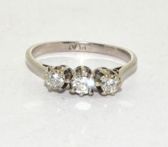 Platinum 3 stone diamond ring Size L +