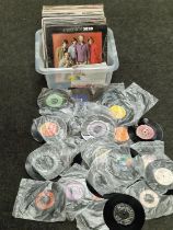 Box of rock and pop LP records and singles to include The Beach Boys, Marvin Gaye, Diana Ross and
