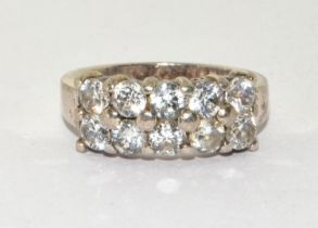 A 925 silver 10 stone ring Size N