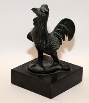 Bronzed resin replica of a Gallo-Roman rooster, part of a series of reproductions commissioned by