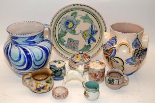 Honiton Collard collection of early pieces to include large jug, lidded pots, charger (11)