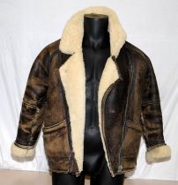 Milan Leatherwear Flying Jacket style leather coat. 22" pit to pit. Zipper requires attention