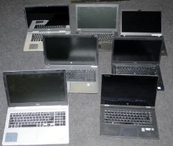 A quantity of laptops including HP, Dell and Lenovo. no cables. 7 in lot