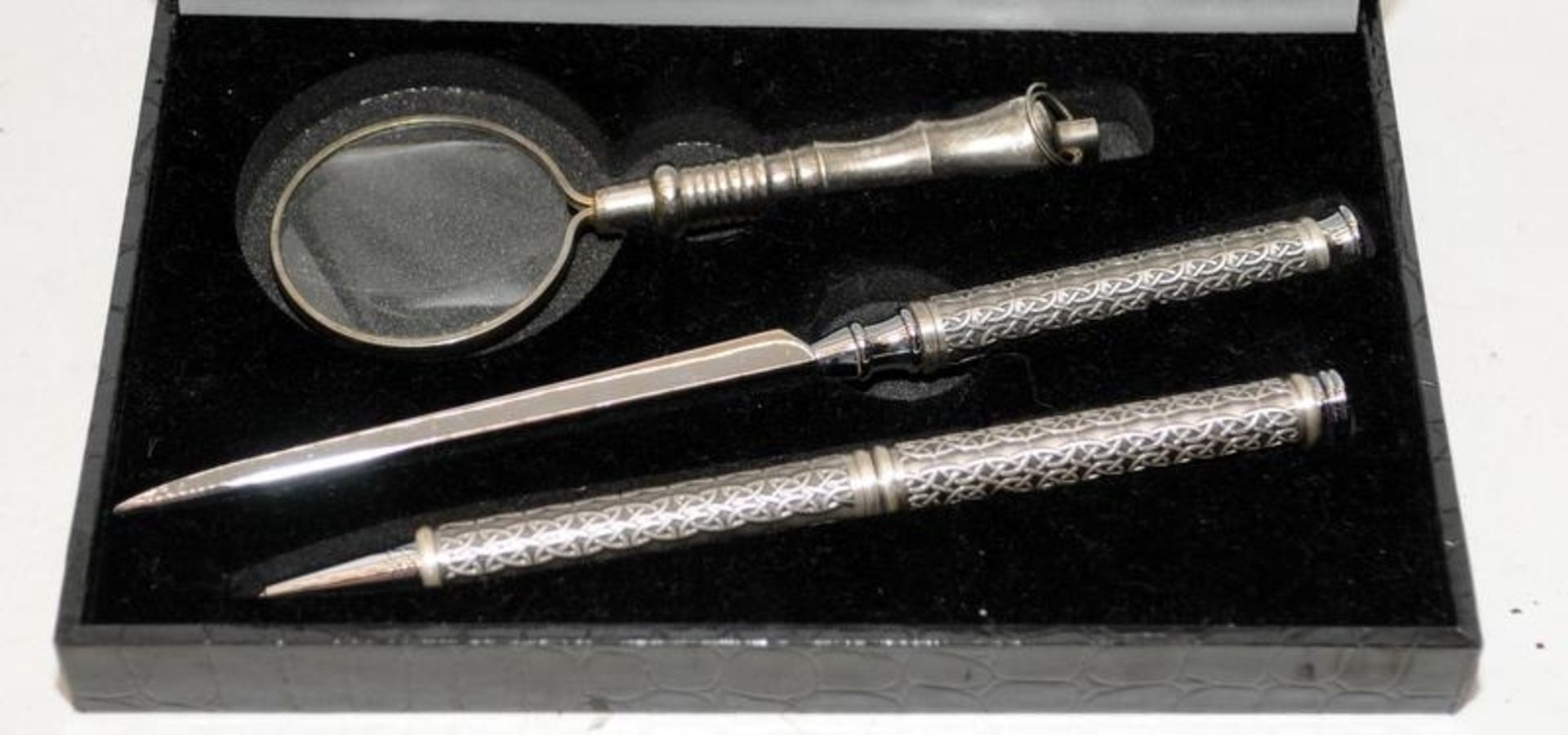 A wooden box containing flatware and a small bowl with an inset George III silver coin, other plated - Image 3 of 7