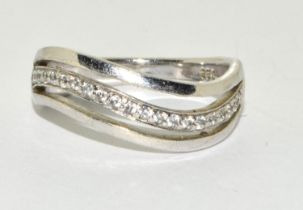 A w/g 925 silver wave ring Size M 1/2.