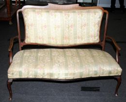 Edwardian inlaid two seater settee 93x126x54cm.