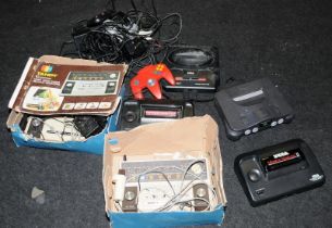 Collection of vintage Sega and Nintendo consoles and controllers c/w 2 x Tandy games consoles