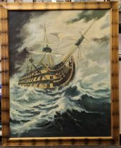 Large Acrylic on canvas of "HMS Victory"by Susan Yeats 2002 a local artist 175x140cm