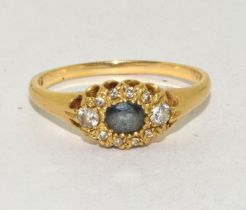 18ct gold Smokie Quarts and diamond ring size Q 2.9g