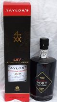 Boxed Taylors vintage port 2015 together another bottle of port