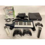 COLLECTION OF XBOX GAMING EQUIPMENT AND GAMES. Here we have a Xbox 360 with a selection of games and