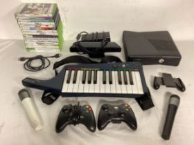 COLLECTION OF XBOX GAMING EQUIPMENT AND GAMES. Here we have a Xbox 360 with a selection of games and