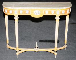 A marble topped hall/console table 78x99x31cm.