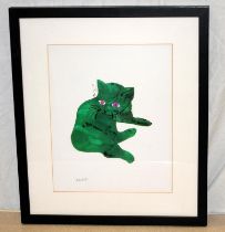 Andy Warhol 'Green Cat' lithograph print. O/all frame size 51cms x 44cms