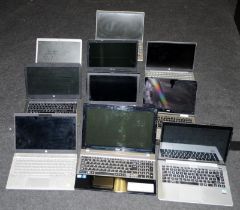A collection of laptops, HP, Dell Asus etc. No cables, offered untested