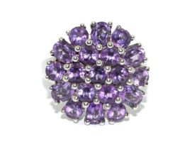 Large amethyst 925 silver cocktail ring Size P