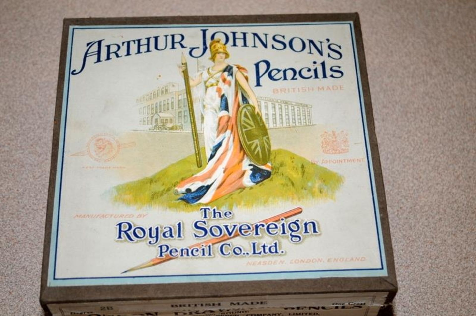 Rare find: Unopened box of 1930's Arthur Johnson's Royal Sovereign pencils No.390. Box contains - Image 2 of 3