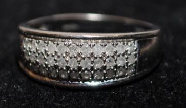 9ct white gold pave diamonds ring size U. 3.6g