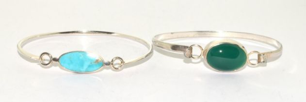 2 x 925 silver natural gemstone bracelets.