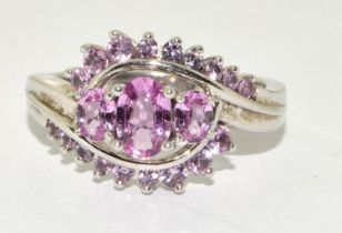A 925 silver pink topaz ring Size N